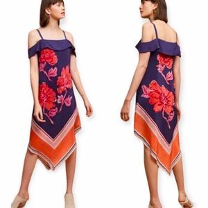 Anthropologie by Moulinette Sours Tilda Floral Handkerchief 100% Silk Dress Sz S